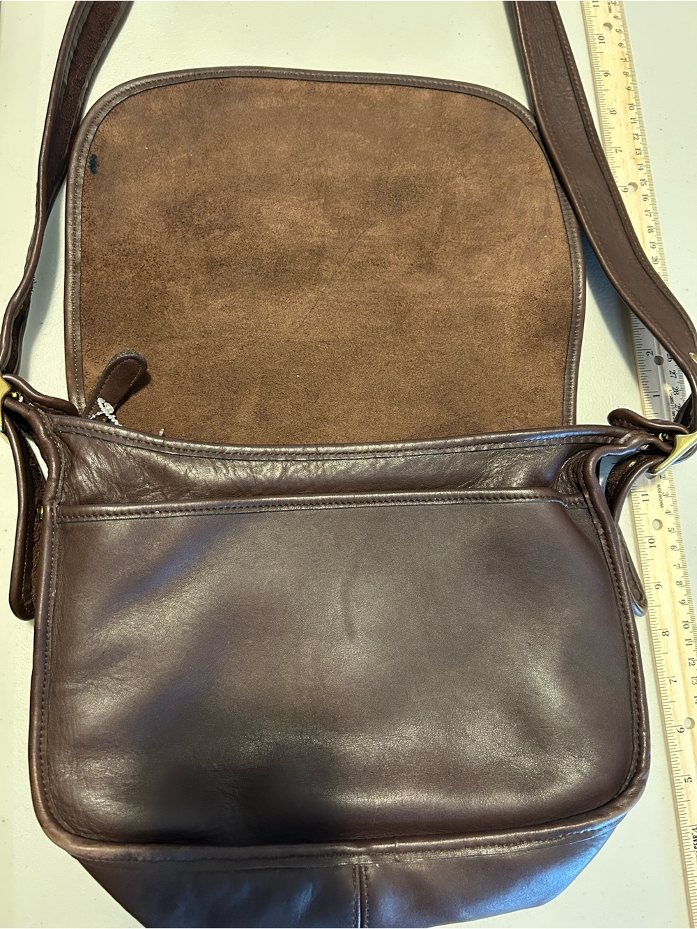 Coach Vintage Brown Leather Crossbody Bag ****has a marker stain on inside flap